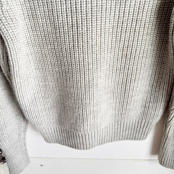 J. Crew Collection Crewneck 100% Wool Lace Detail Sweater Cozy Chic Gray Size M - Picture 13 of 13